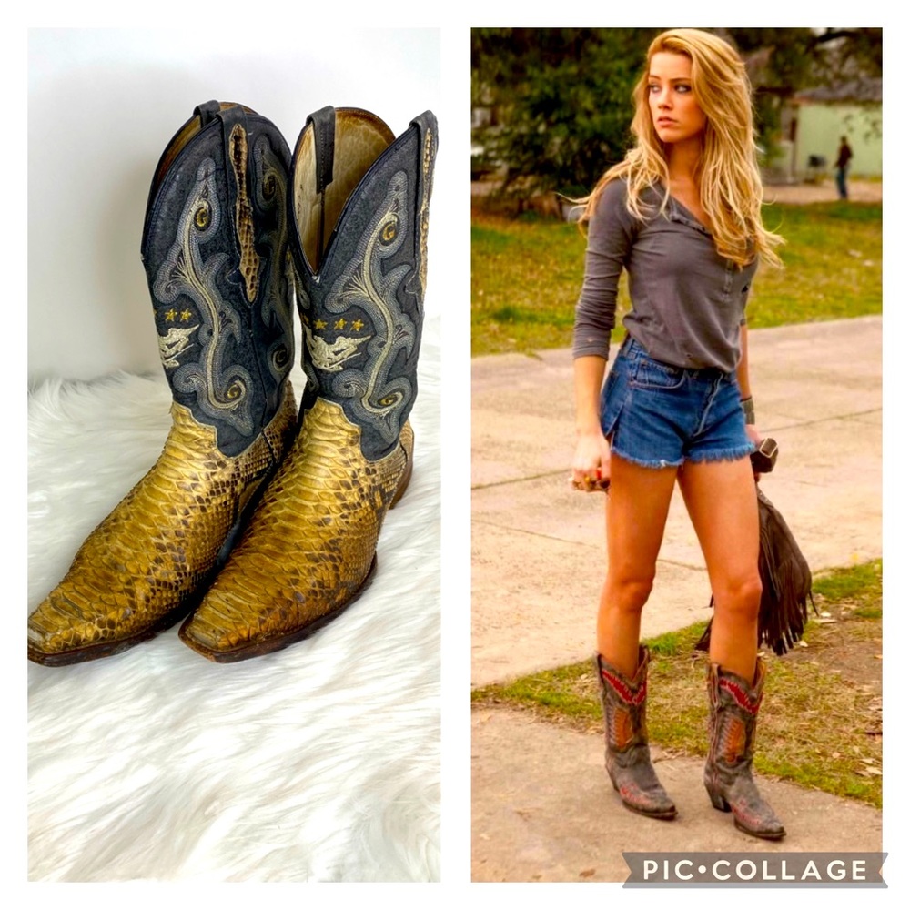 El General Snake skin Embossed and Embroidered Cowboy Boots